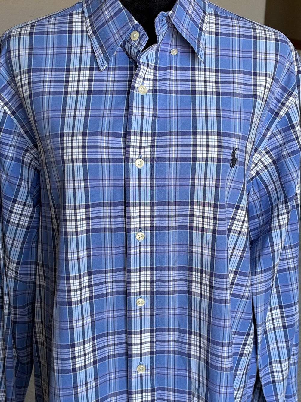Polo Ralph Lauren Classic long-sleeve plaid button-up shirt Blue XL
